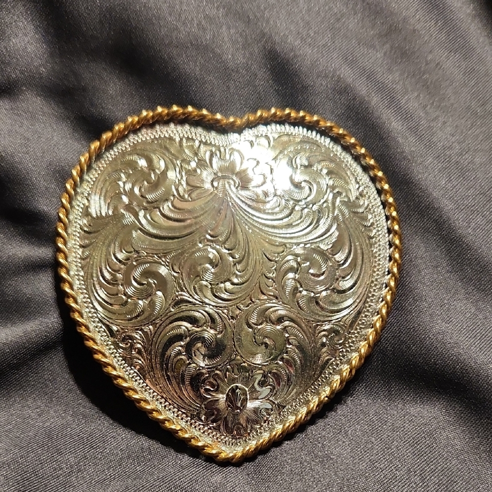 Gold and Silver Heart Belt Buckle
